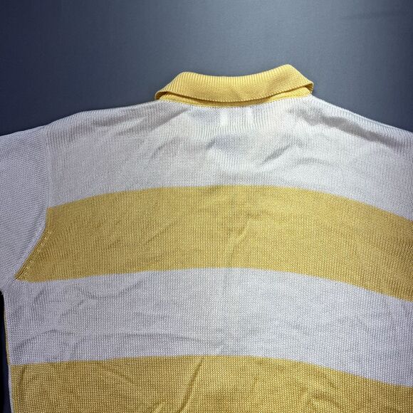 FIA Italia Sweater Women's L Handloomed White & Yellow Striped Full Zip Collared - Picture 14 of 15
